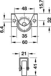 Castor 35 mm FOR SIDE MOUNTING