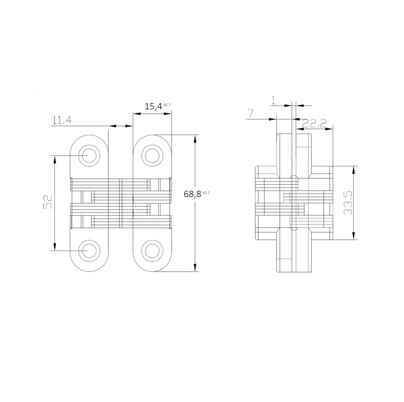 Concealed barrel hinge 44-70mm Matt Black