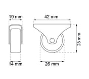 Møbelhjul 25-40mm Zink/Hvid Plast 4-Pak