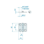 Jointed Hinge 30x30 mm Stainless Steel