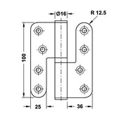 Lift-off hinge 100 mm Brass