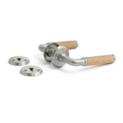 Door Handle A385 Satin Chrome/Oak Complete