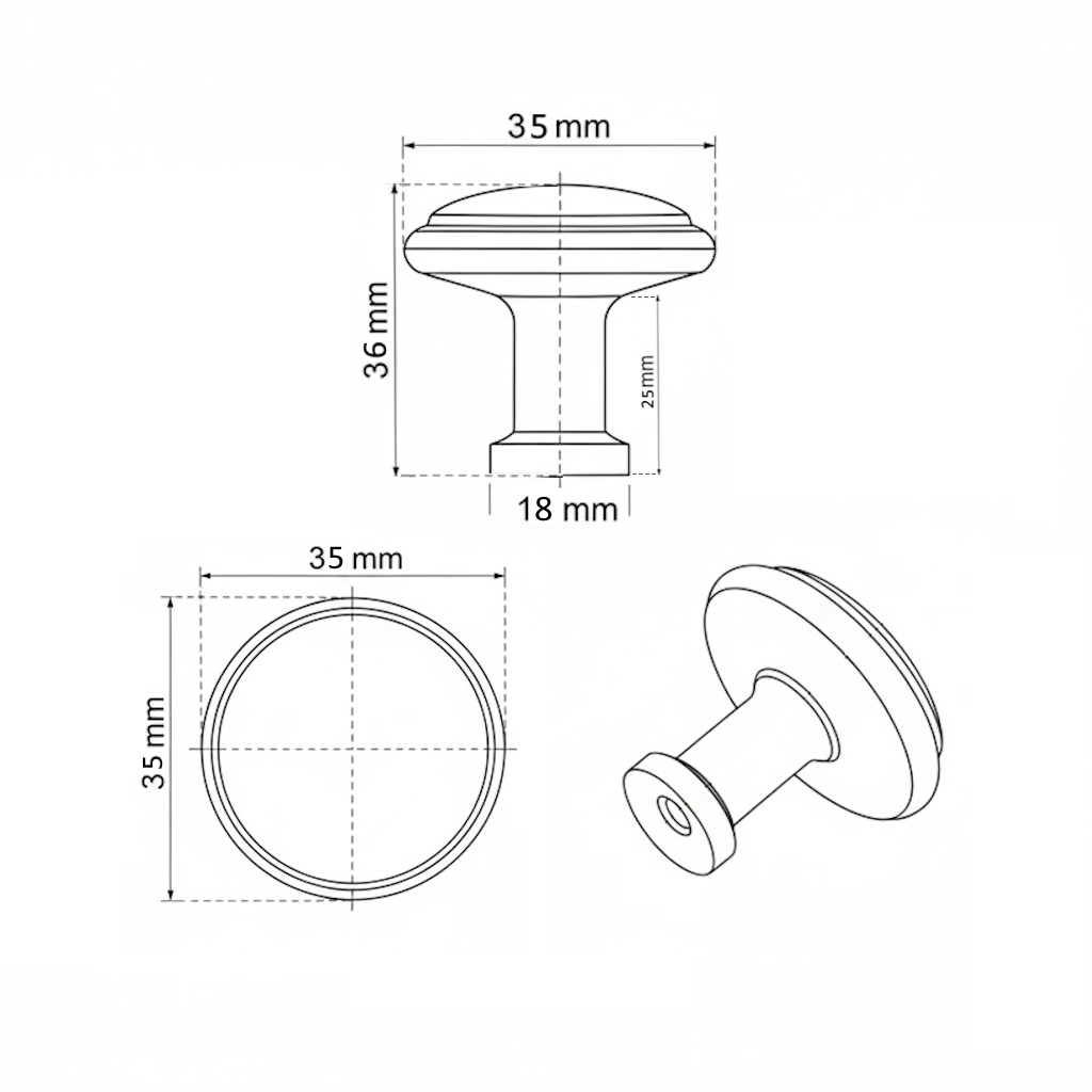 Knob 30-35 mm Unfinished Iron