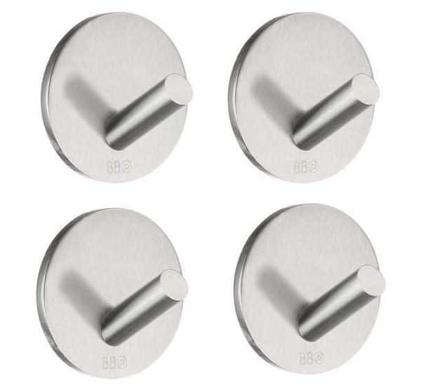 4-PACK Small Single Hook Self-Adhesive Stainless steel