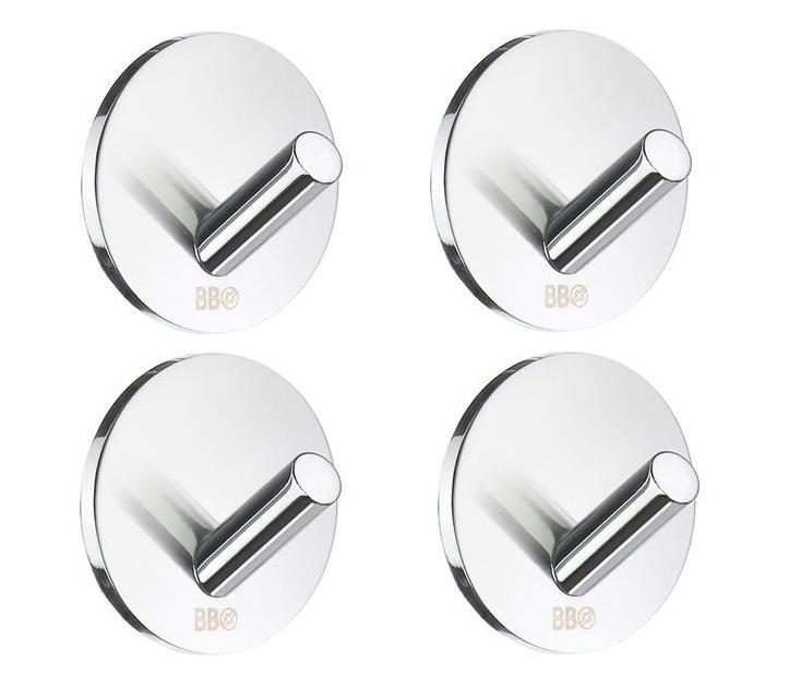 4-PACK Liten Enkelkrok Självhäftande Krom
