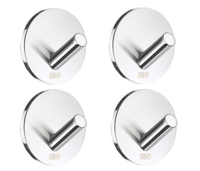 4-PACK Small Single Hook Self-Adhesive Chrome