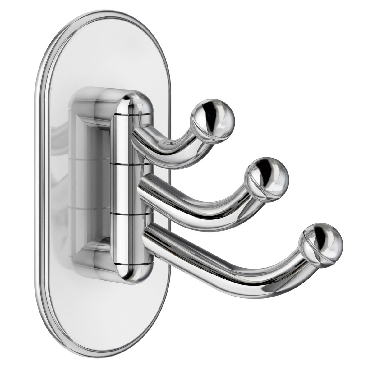 Self-Adhesive Swivel Triple Hook Chrome