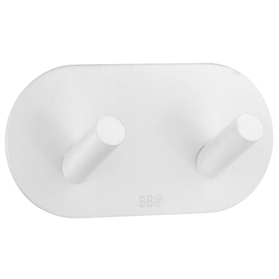 Self-Adhesive Double Hook Round White