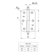 Lift-off hinge 60mm Brass-Plated