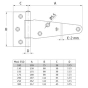 T-Hinge 100mm Black