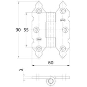 Butt hinge 90x60mm Black