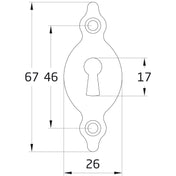 Nøgleskilt stående 68 mm Antikbehandlet
