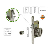 COMPLETE WC LOCK CASE FOR SLIDING DOOR IN SATIN NICKEL