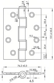 Butt hinge Black Stainless steel 100mm
