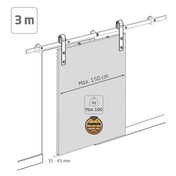 Skyvedørsbeslag og skinne Barn Door 2-3 Meter