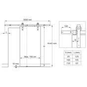 Skyvedørsbeslag og skinne Barn Door 2-3 Meter