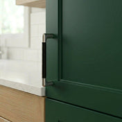 Handle 96 C/C Satin Nickel/Black Leather
