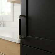 Handle 96 C/C Satin Nickel/Black Leather