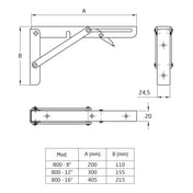 Folding Bracket 200-400mm Nickel - 35kg