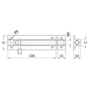 Barrel Bolt 100mm White (Hook 16mm)