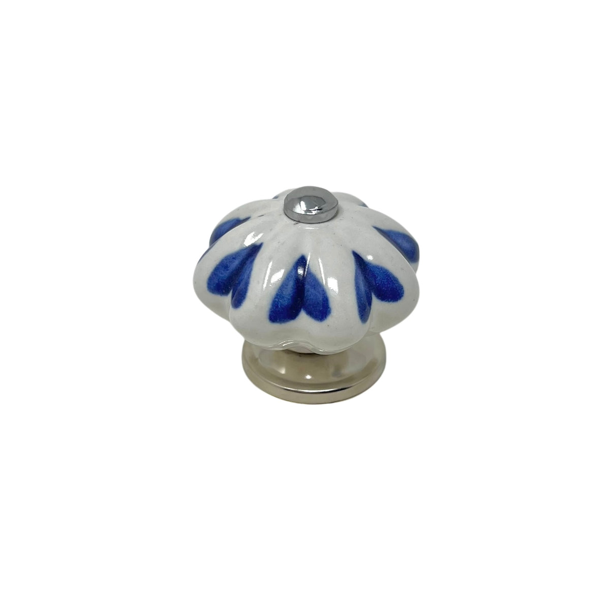 Knopp 46 mm BLOMSTERFORMET Hvit/Blå/Krom
