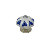 Knopp 46 mm BLOMSTERFORMET Hvit/Blå/Krom