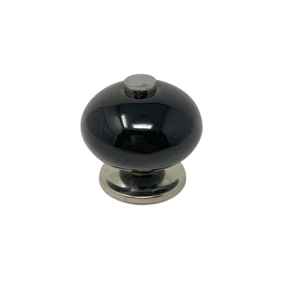 Knop 40 mm PORCELÆN Sort/Krom