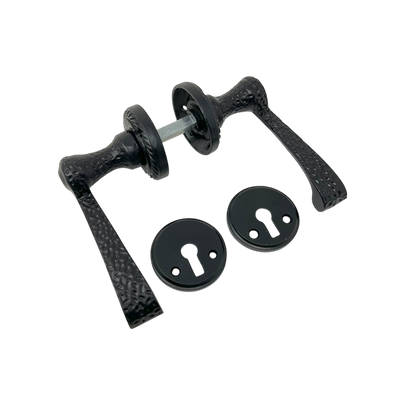 Door Handle Flat Black Wrought Iron