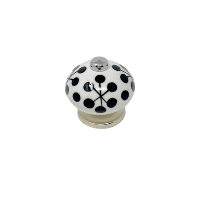 Knop 40 mm PORCELÆN Hvid/Sort/Krom