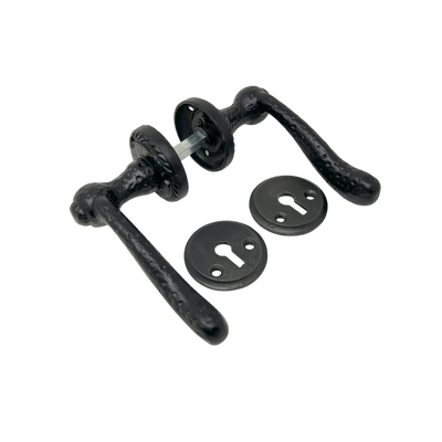 Door Handle Rounded Black Wrought Iron