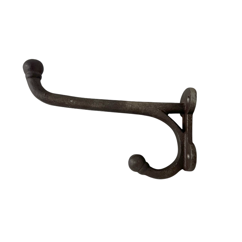 Single Hook with Hat Peg Unlacquered Cast Iron