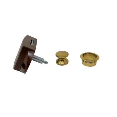 Push Lock - Brown Plastic/Brass
