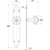 Draghandtag Svartlackerat Järn 280 mm