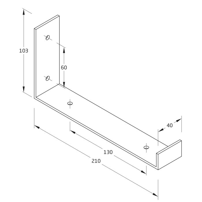 Hyldekonsol Overhængt 210-261 mm Sort