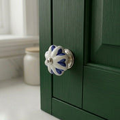 Knopp 46 mm BLOMSTERFORMET Hvit/Blå/Krom