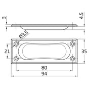 Recessed Cup Handle 94 mm Brass-Plated