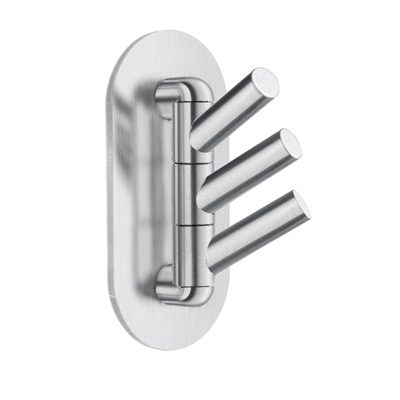 Self-Adhesive Swivel Triple Hook Stainless steel