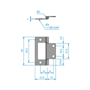 Butt hinge 50x36mm Stainless Steel