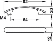 Handtag 64 c/c Mattkrom