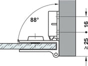 Straight Glass Hinge Nickel Pair