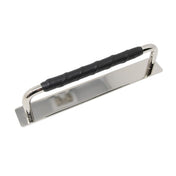 Handtag 128 C/C Nickel/Svart Läder