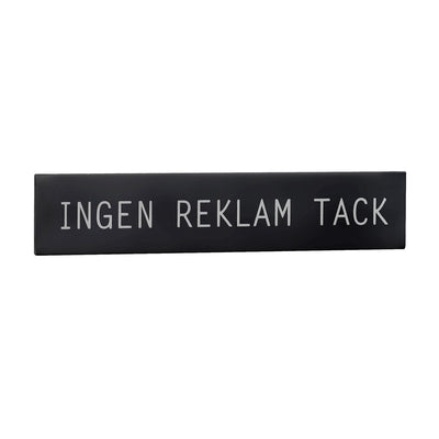 Självhäftande Skylt "Ingen Reklam Tack" Svart