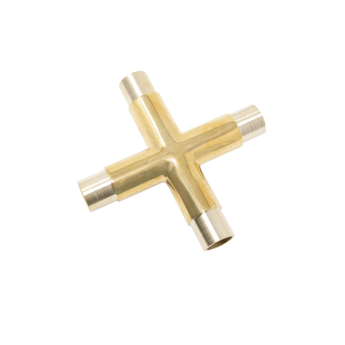 Tube Connector Cross Brass 25mm