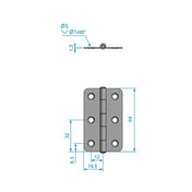 Jointed Hinge 65x40mm Zinc