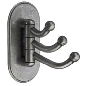 Self-Adhesive Swivel Triple Hook Pewter oxide