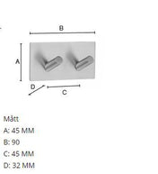 Self-Adhesive Double Hook Base 200 - Chrome