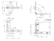 Hinge "QUADRANT" 30X33MM Brass-Plated