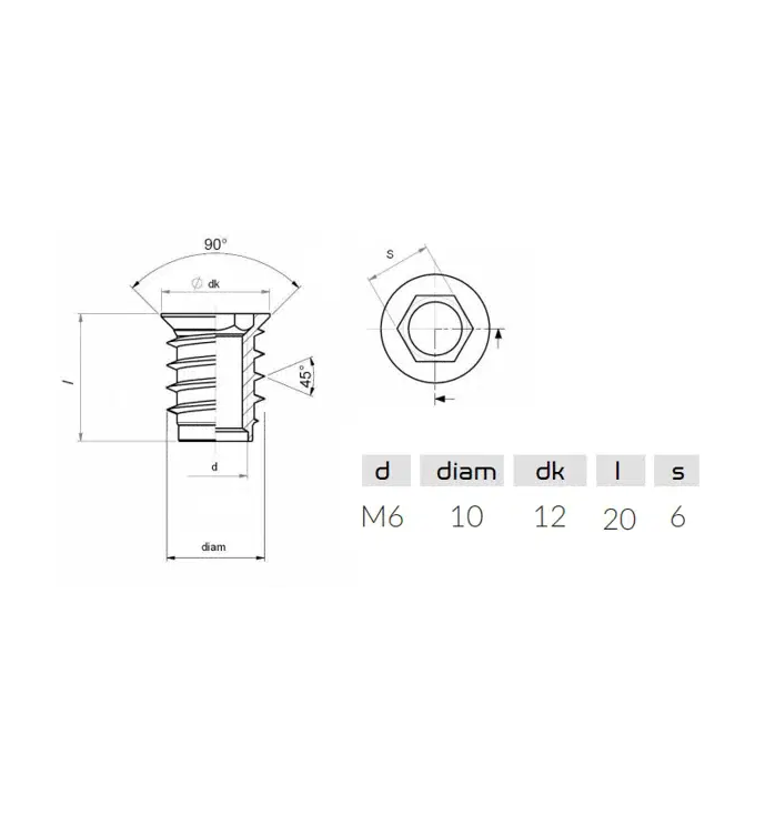 Screw Sleeve/Furniture Sleeve Zinc-Plated M6-M10