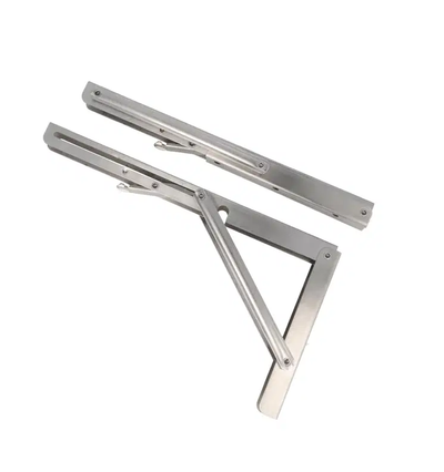 Folding Bracket 300-400mm Satin Nickel 60kg (2-Pack)