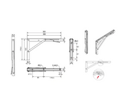 Folding Bracket 300-400mm Satin Nickel 60kg (2-Pack)